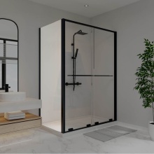 Neptune 220476-900-340-000 - Solani Return Panel for 36 in. Base with Clear glass in Matte Black