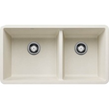 Blanco Canada 402876 - Precis SILGRANIT 33'' 60/40 Double Bowl Undermount Kitchen Sink - Soft White