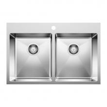 Blanco Canada 402611 - Quatrus R15 31'' 50/50 Double Bowl Dual Mount Stainless Steel Kitchen Sink