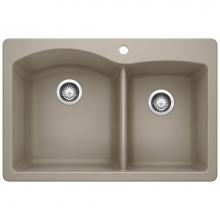 Blanco Canada 401153 - Diamond SILGRANIT 33'' 60/40 Double Bowl Dual Mount Kitchen Sink -  Truffle