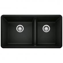 Blanco Canada 402652 - Precis SILGRANIT 33'' 60/40 Double Bowl Undermount Kitchen Sink - Coal Black