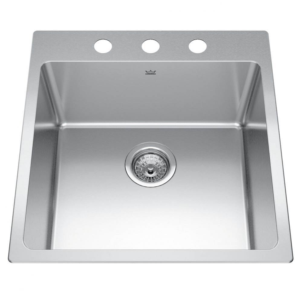 Brookmore 20-in LR x 20.9-in FB Drop in Single Bowl Stainless Steel Kitchen Sink