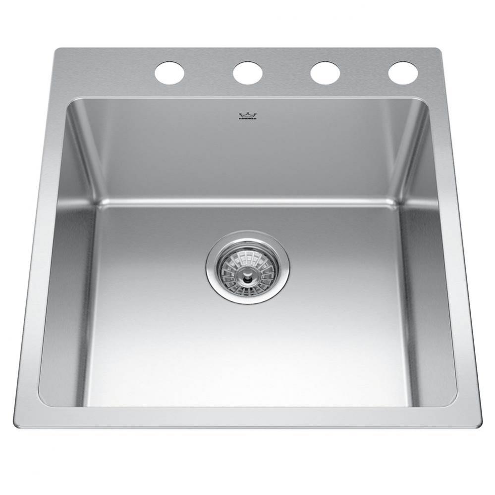 Brookmore 20-in LR x 20.9-in FB Drop in Single Bowl Stainless Steel Kitchen Sink