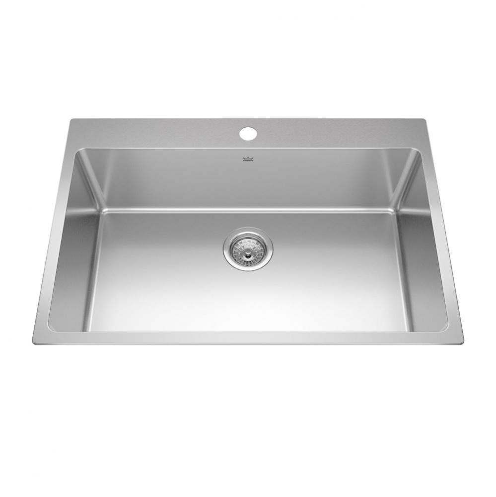 Brookmore 31-in LR x 20.9-in FB Drop in Single Bowl Stainless Steel Kitchen Sink