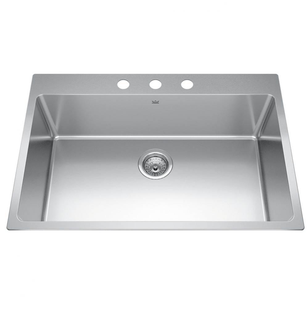 Brookmore 31-in LR x 20.9-in FB Drop in Single Bowl Stainless Steel Kitchen Sink