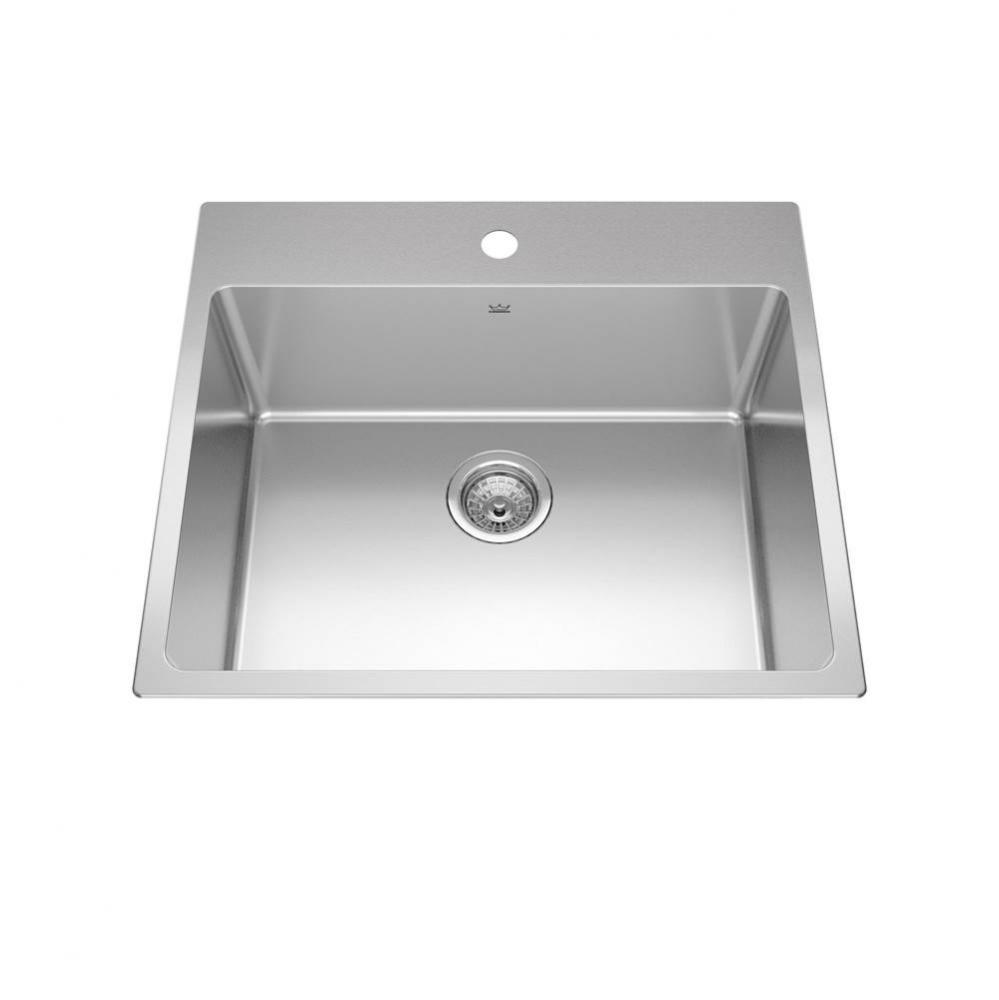 Brookmore 25.1-in LR x 22.1-in FB x 5.4-in DP Drop in Single Bowl Stainless Steel ADA Kitchen Sink