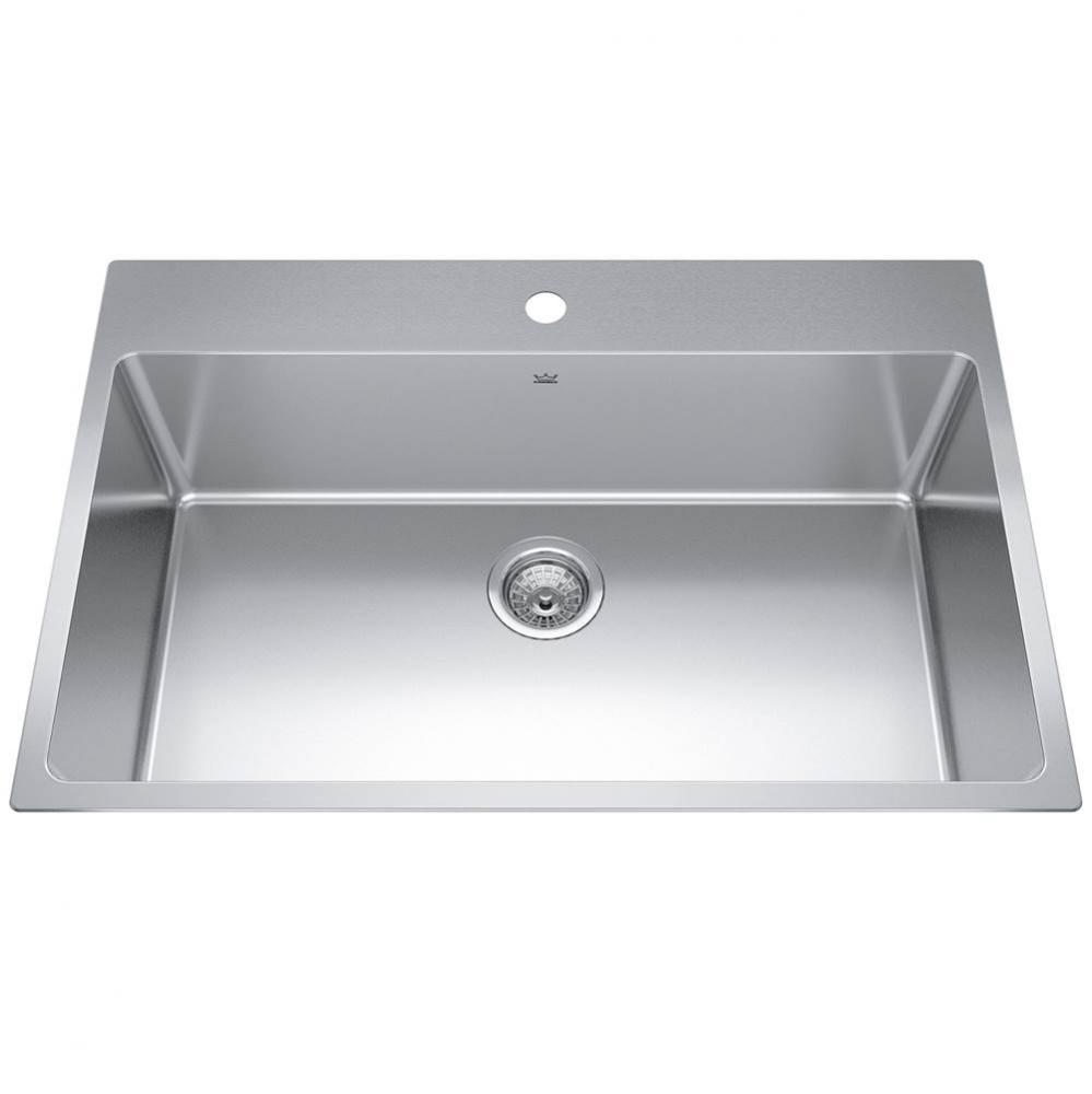 Brookmore 32.9-in LR x 22.1-in FB Drop in Single Bowl Stainless Steel Kitchen Sink