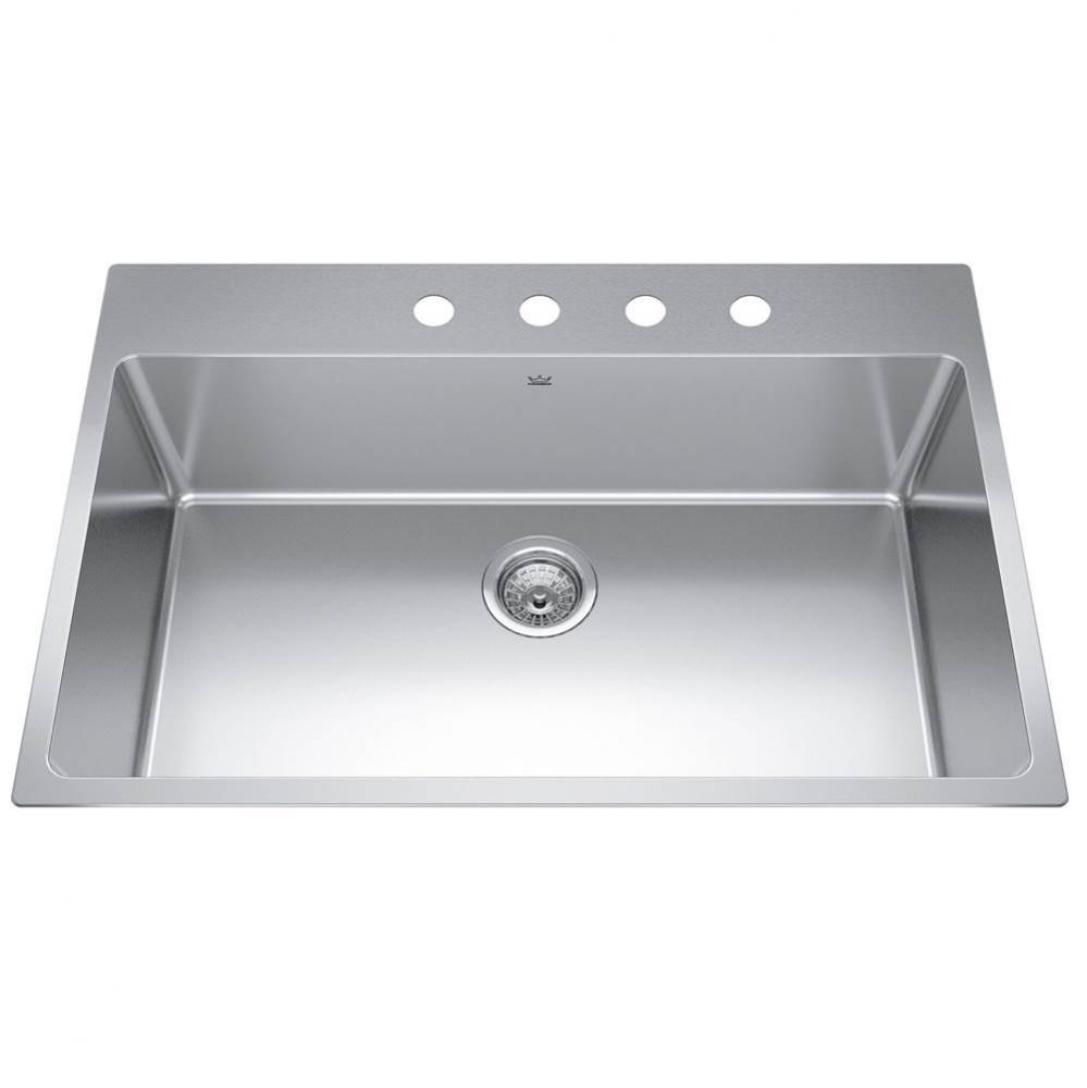 Brookmore 32.9-in LR x 22.1-in FB Drop in Single Bowl Stainless Steel Kitchen Sink