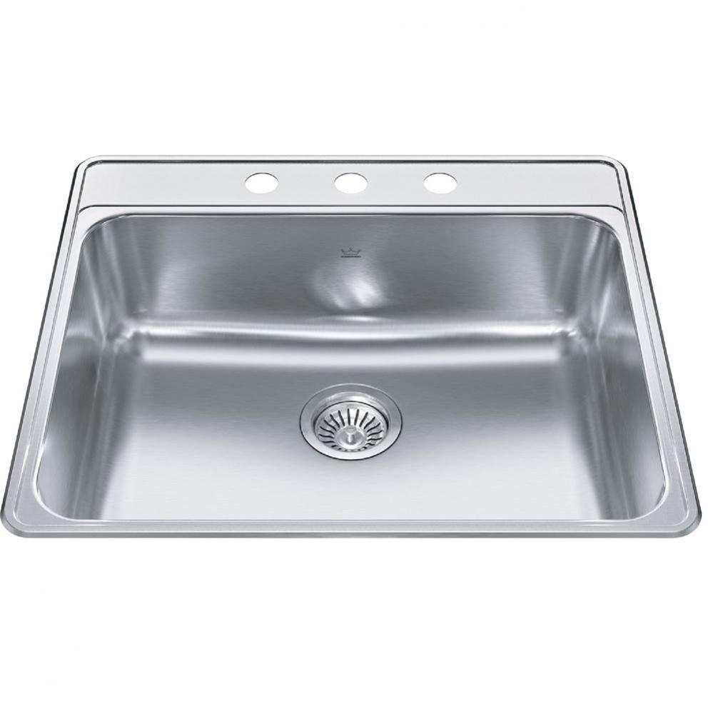 Creemore 25-in LR x 22-in FB Drop In Single Bowl 3-Hole Stainless Steel Kitchen Sink