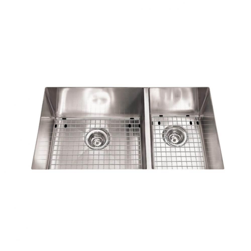 Kindred Collection 32-in LR x 18-in FB Undermount Double Bowl Stainless Steel Kitchen Sink