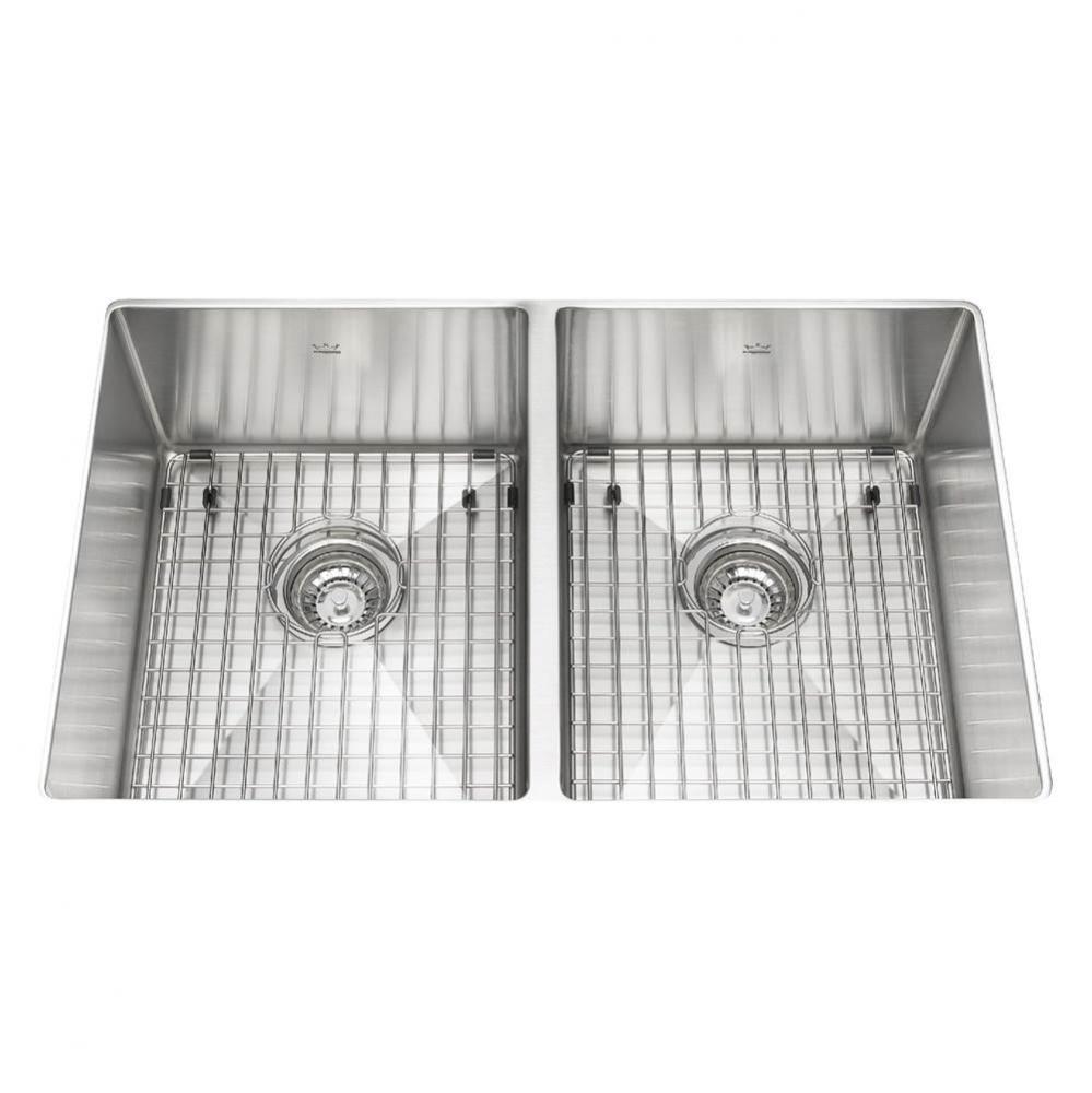 Kindred Collection 29-in LR x 18-in FB Undermount Double Bowl Stainless Steel Kitchen Sink