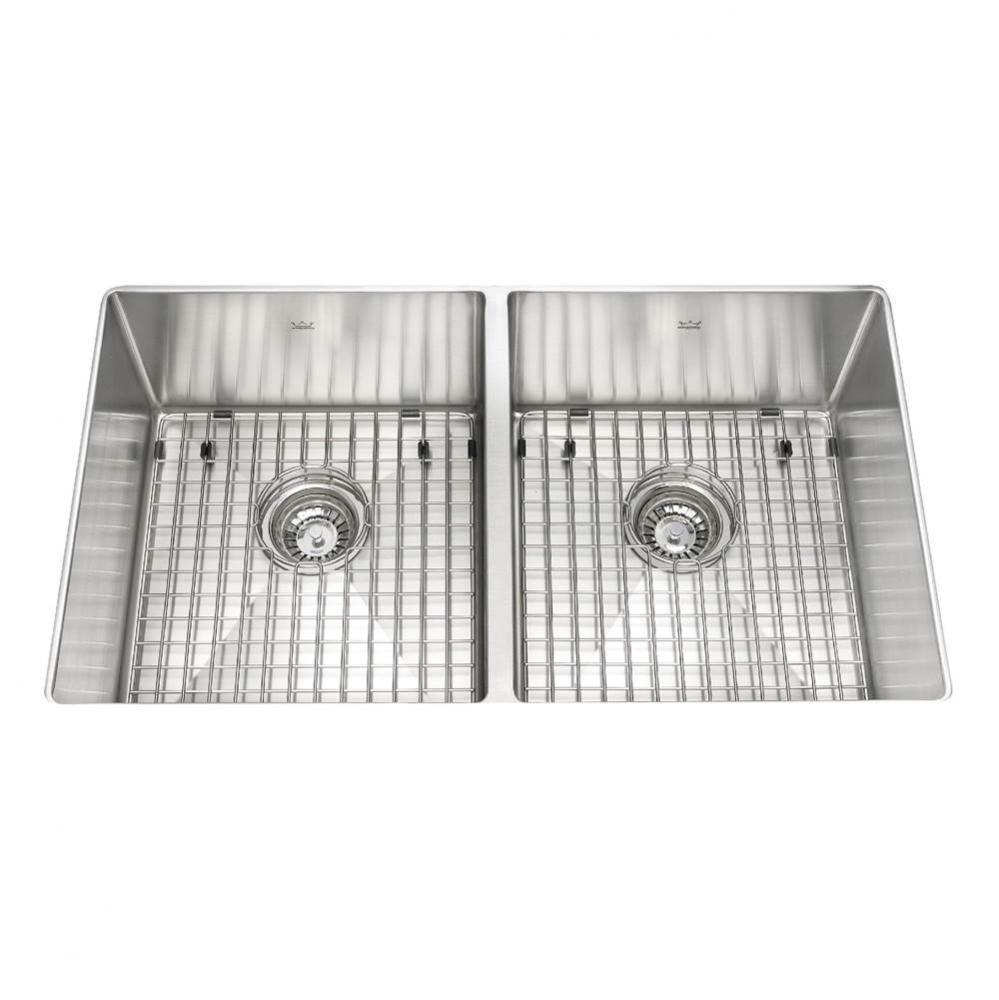 Kindred Collection 31-in LR x 18-in FB Undermount Double Bowl Stainless Steel Kitchen Sink