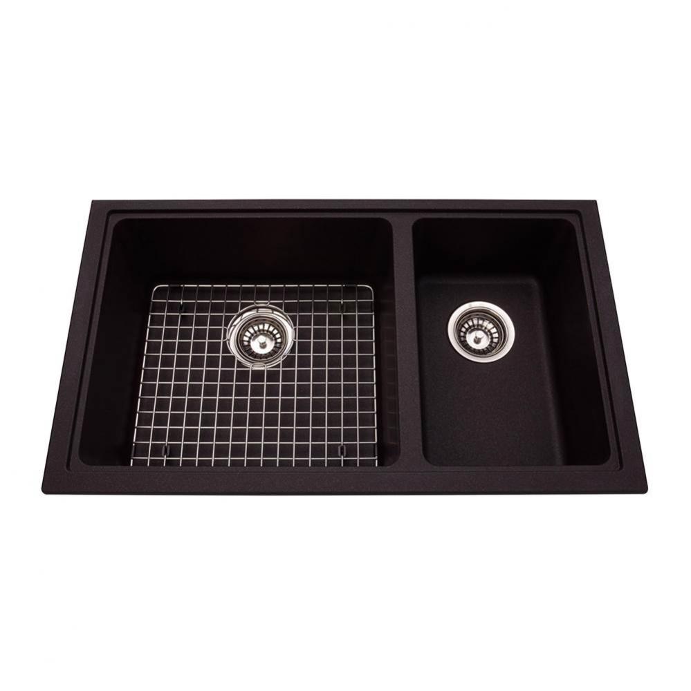 Granite Series 31.5-in LR x 18.13-in FB Undermount Double Bowl Granite Kitchen Sink in Onyx