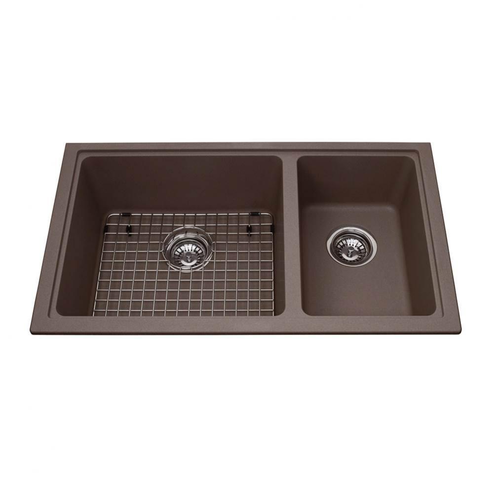 Granite Series 31.5-in LR x 18.13-in FB Undermount Double Bowl Granite Kitchen Sink in Storm