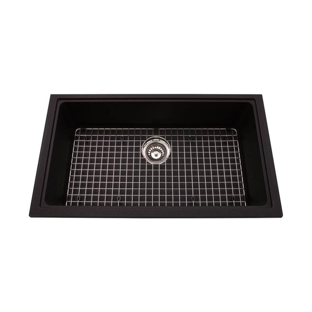 Granite Series 31.56-in LR x 18.13-in FB Undermount Single Bowl Granite Kitchen Sink in Onyx