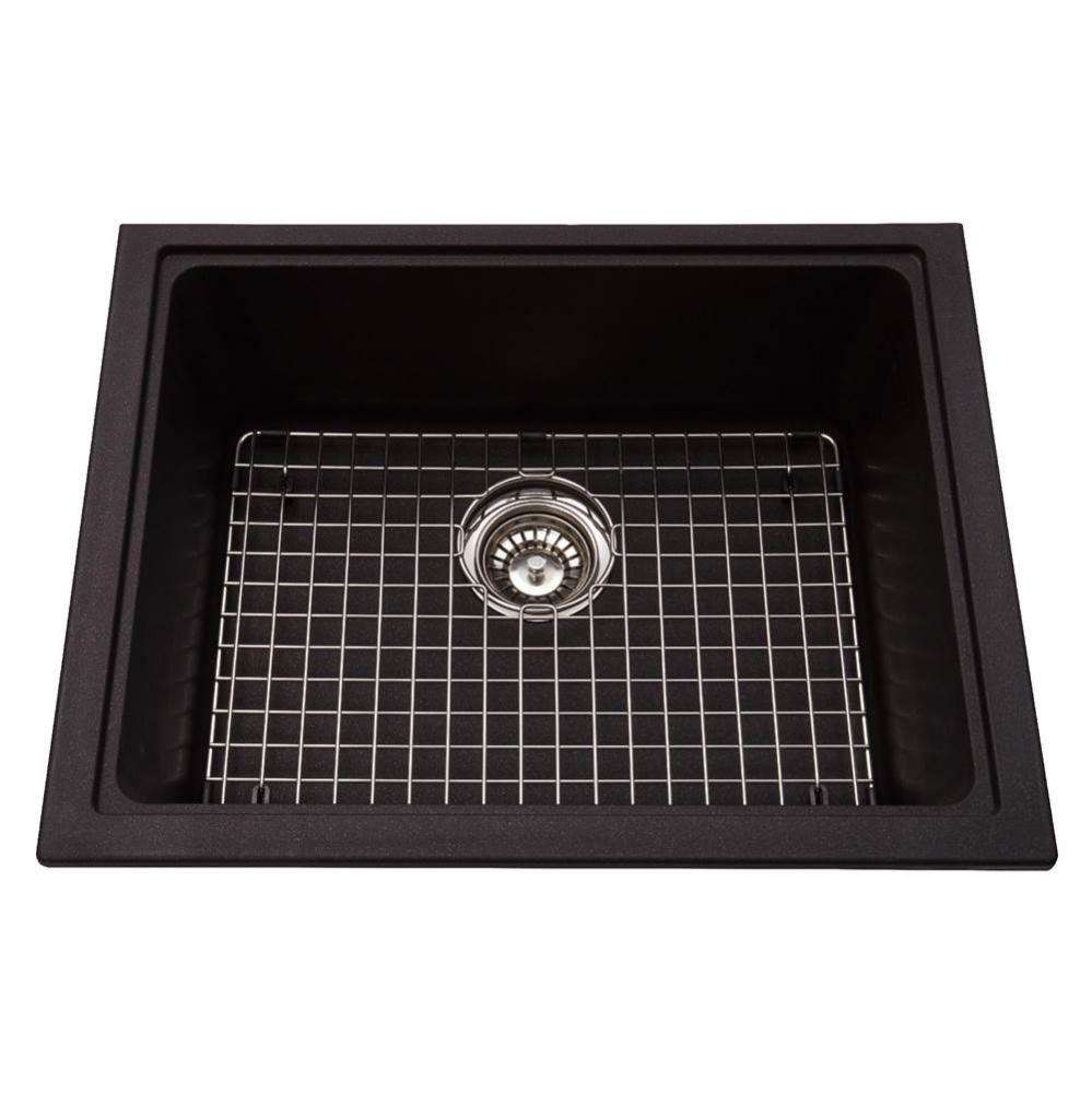 Granite Series 23-in LR x 18.13-in FB Undermount Single Bowl Granite Kitchen Sink in Onyx