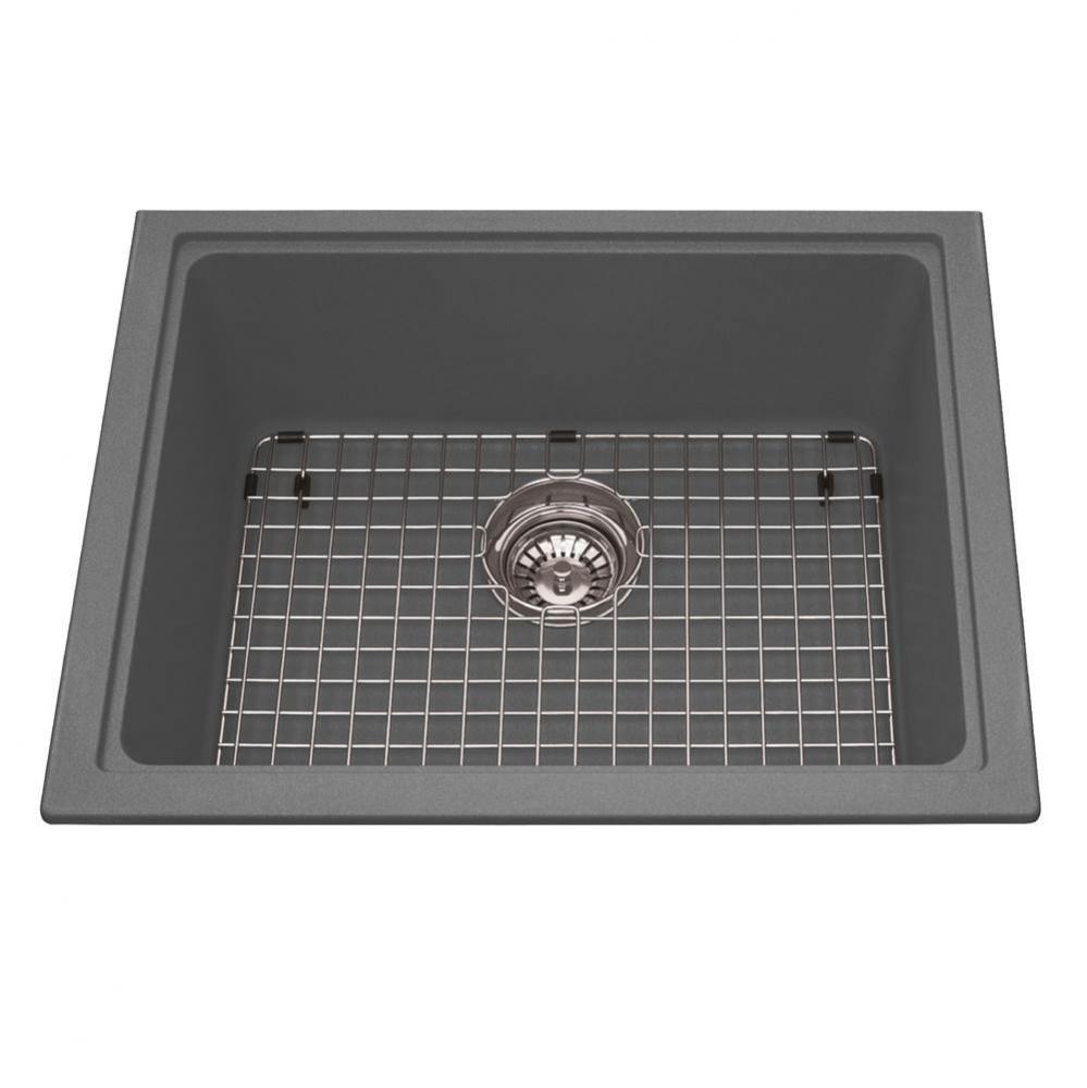 Granite Series 23-in LR x 18.13-in FB Undermount Single Bowl Granite Kitchen Sink in Stone Grey