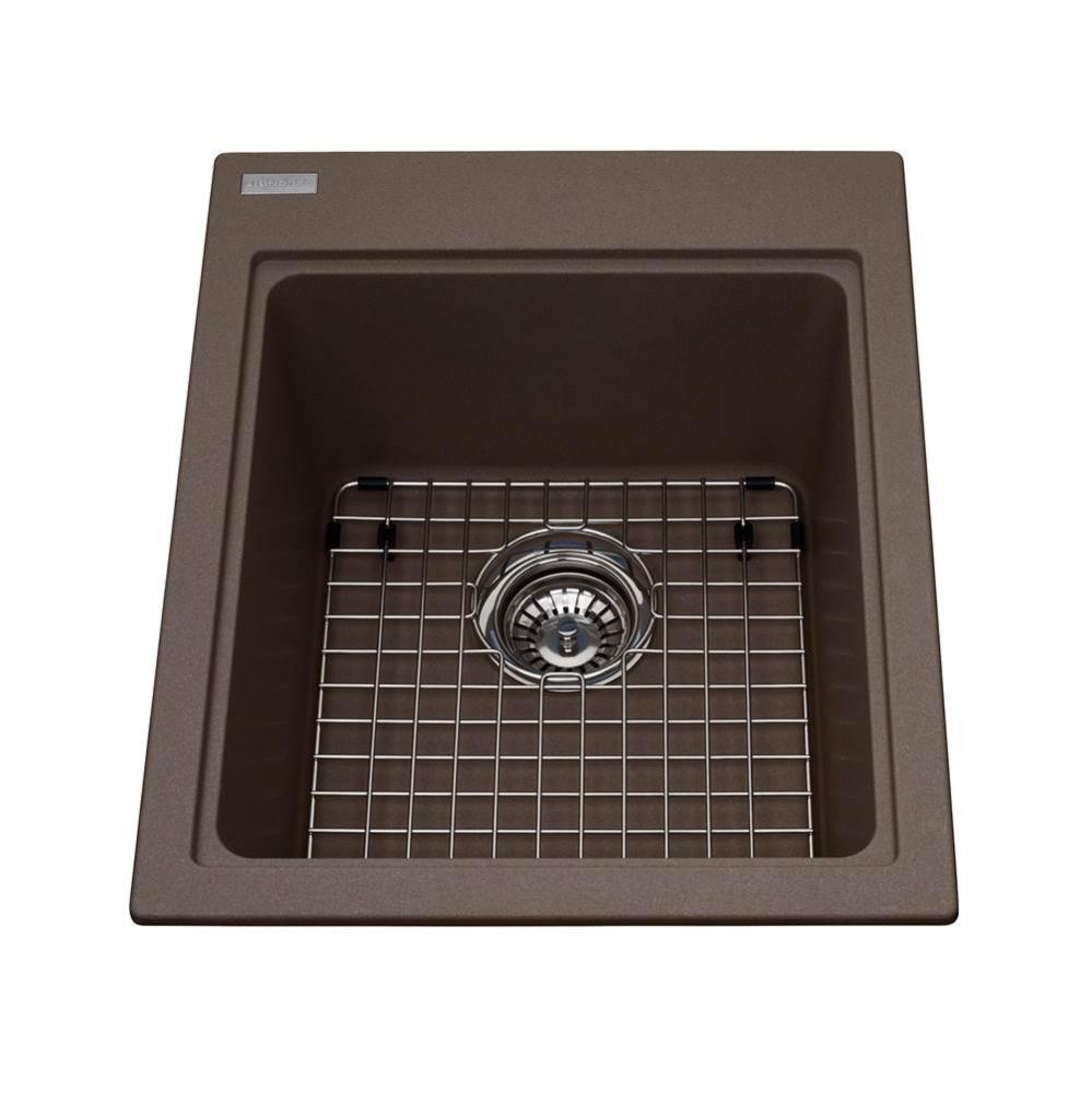 Granite Series 16.75-in LR x 20.5-in FB Drop In Single Bowl Granite Kitchen Sink in Storm