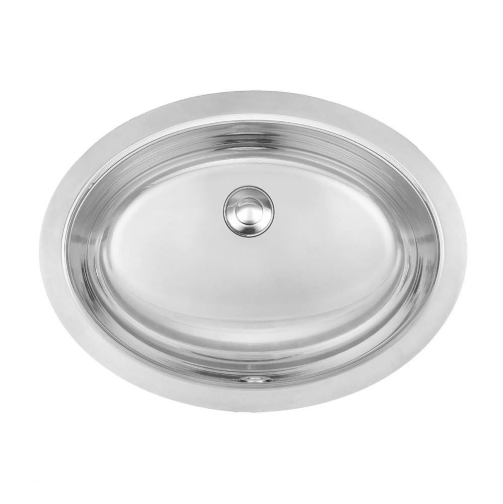 Stainless Steel 17.88-in LR x 13.38-in FB Undermount Single Bowl Oval Bathroom Sink