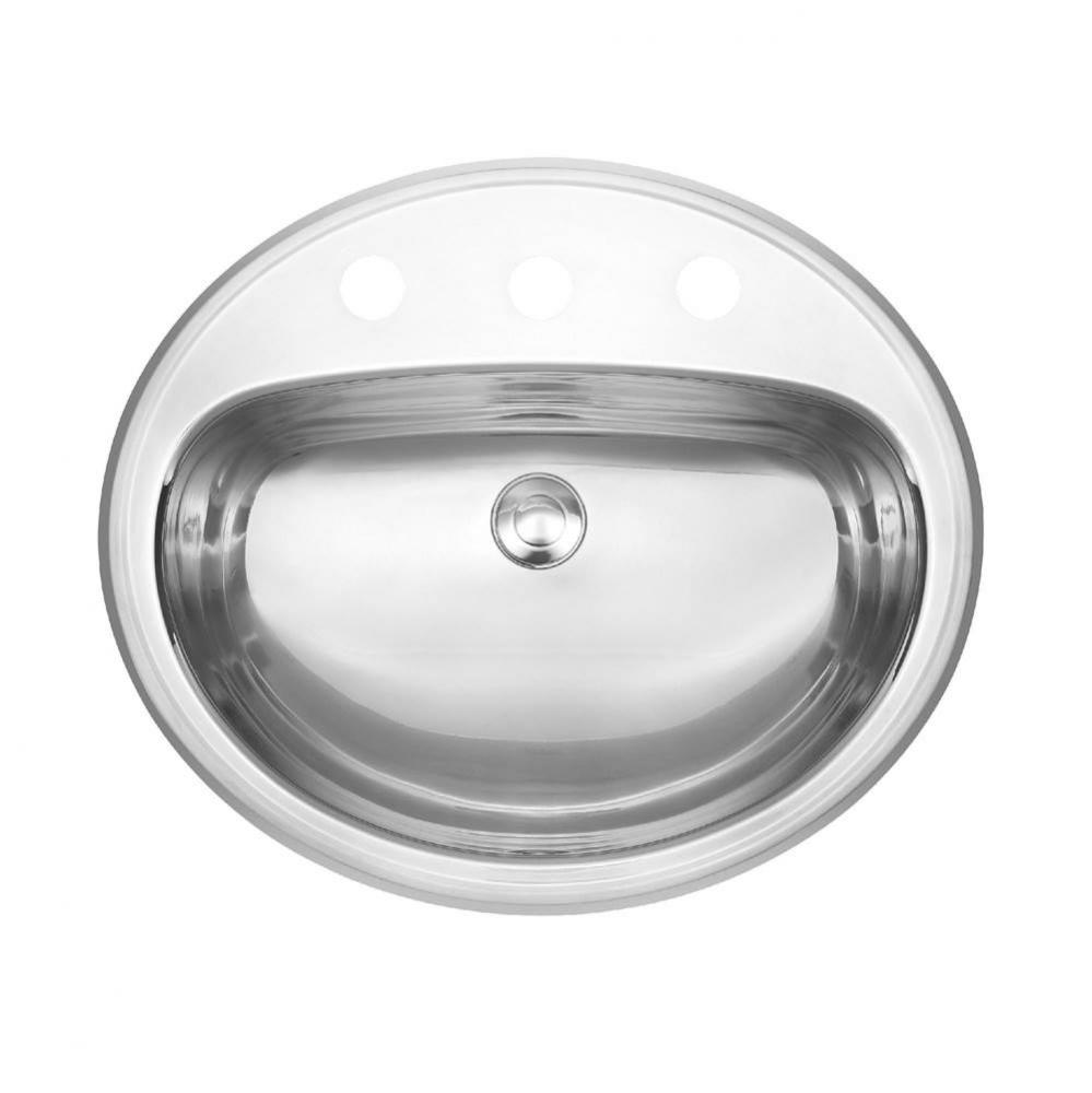 21-in LR x 18-in FB Drop In Single Bowl Stainless Steel Oval Bathroom Sink