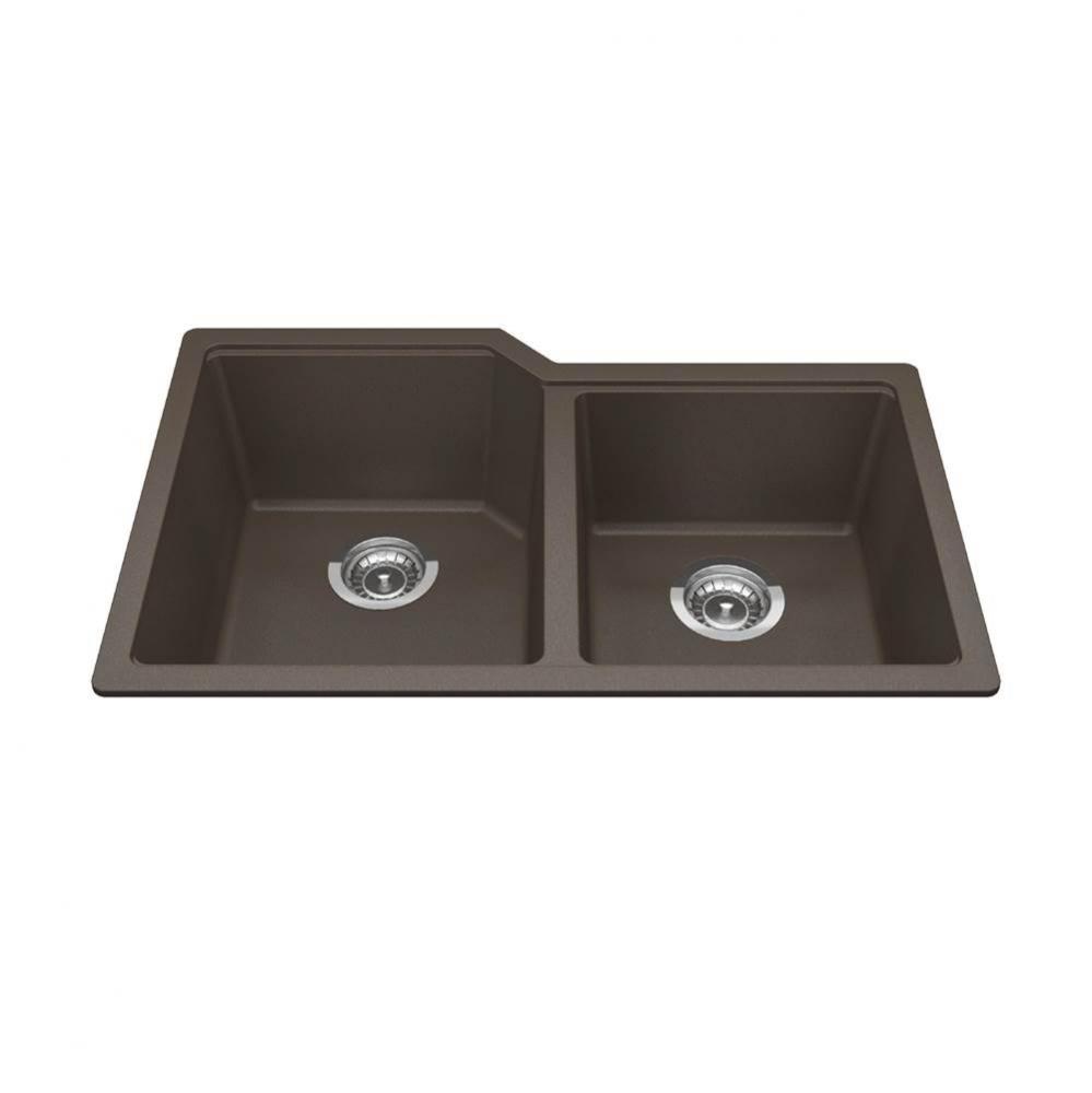 Granite Series 30.69-in LR x 19.69-in FB Undermount Double Bowl Granite Kitchen Sink in Storm