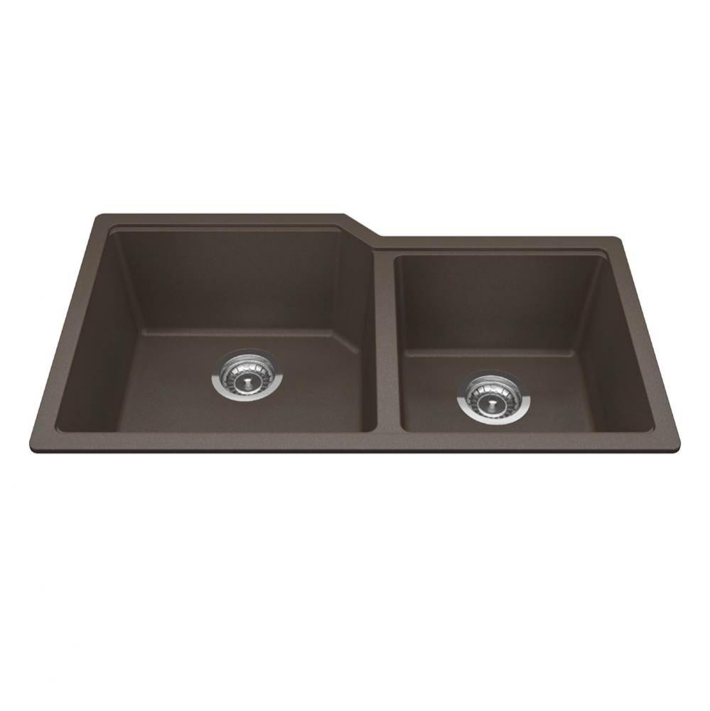 Granite Series 33.88-in LR x 19.69-in FB Undermount Double Bowl Granite Kitchen Sink in Storm