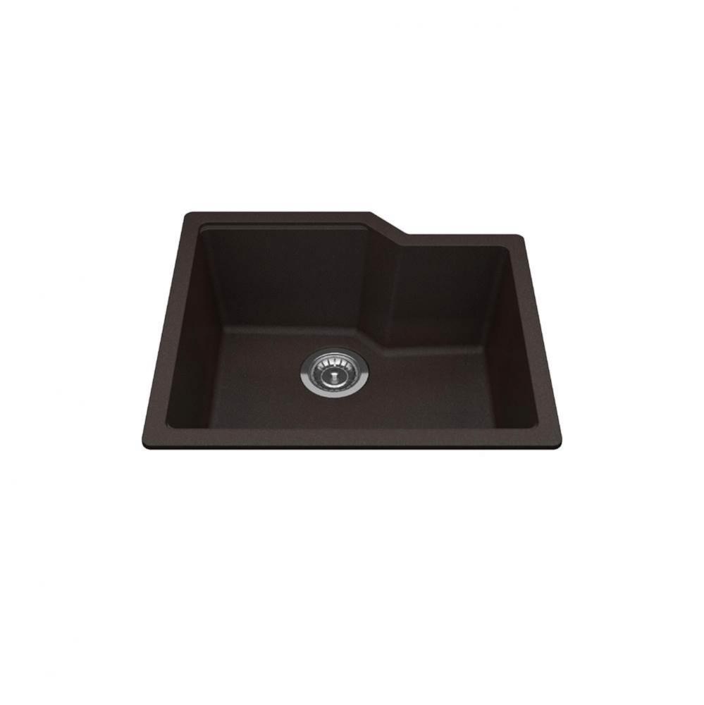 Granite Series 22.06-in LR x 19.69-in FB Undermount Single Bowl Granite Kitchen Sink in Mocha