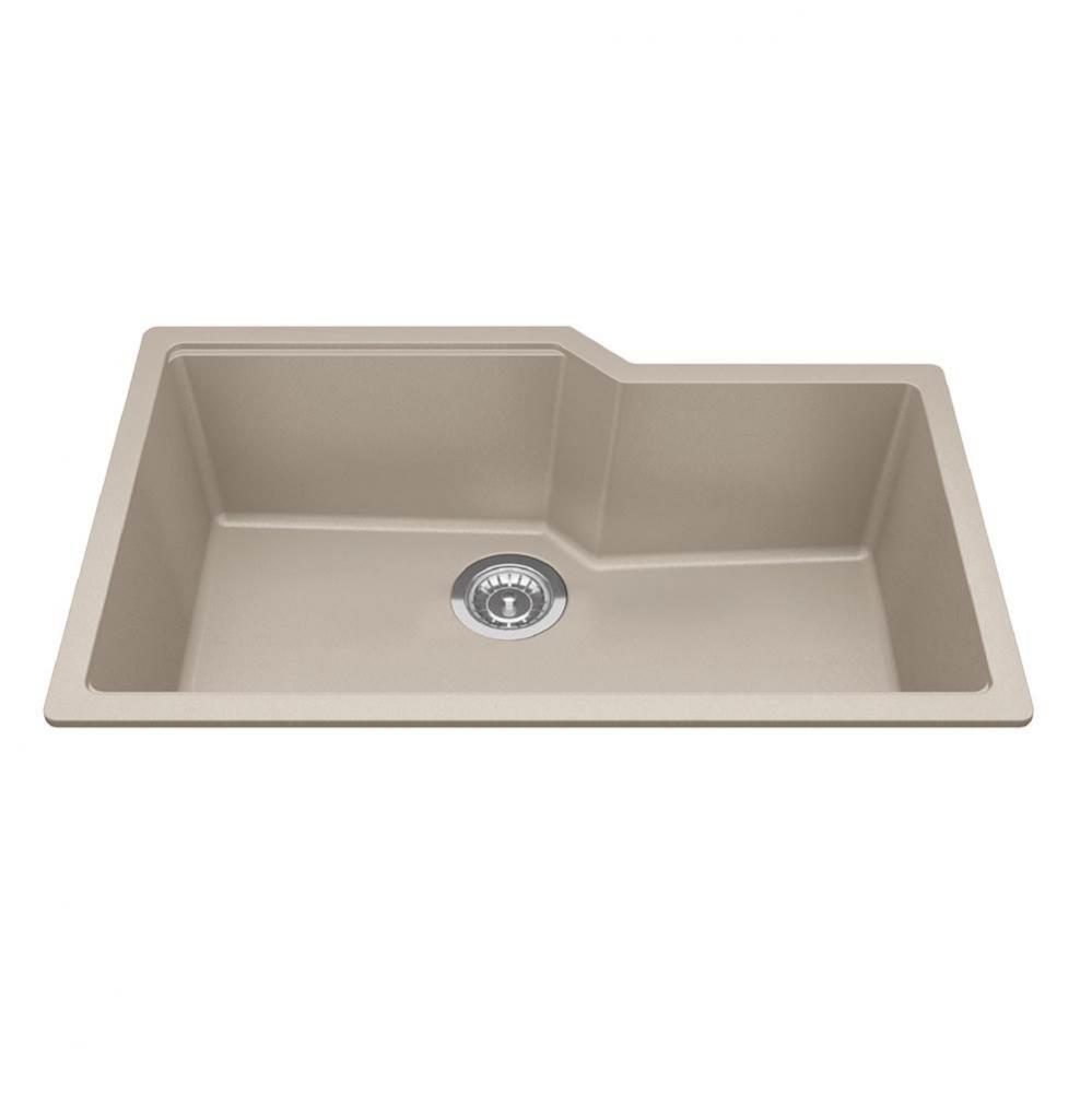 Granite Series 30.69-in LR x 19.69-in FB Undermount Single Bowl Granite Kitchen Sink in Champagne