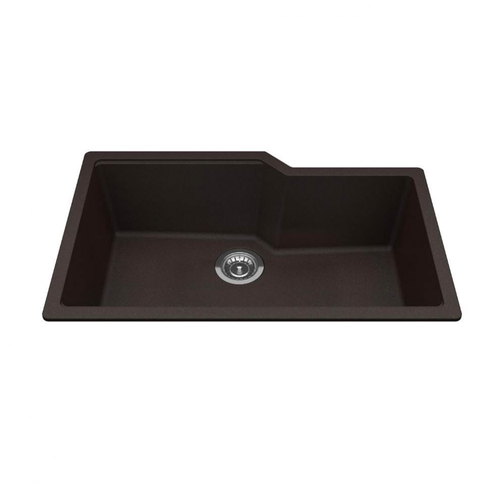 Granite Series 30.69-in LR x 19.69-in FB Undermount Single Bowl Granite Kitchen Sink in Mocha