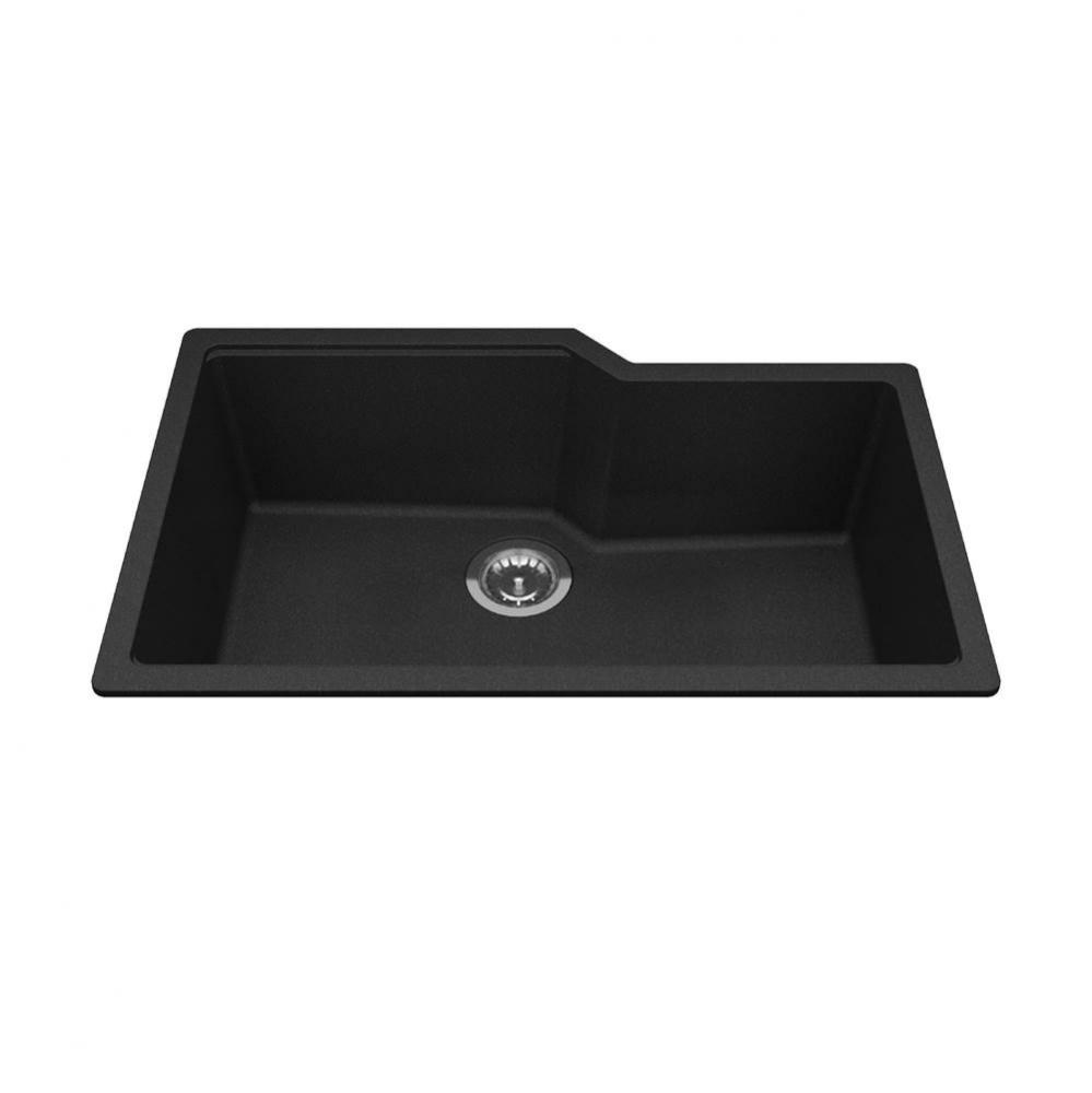 Granite Series 30.69-in LR x 19.69-in FB Undermount Single Bowl Granite Kitchen Sink in Onyx