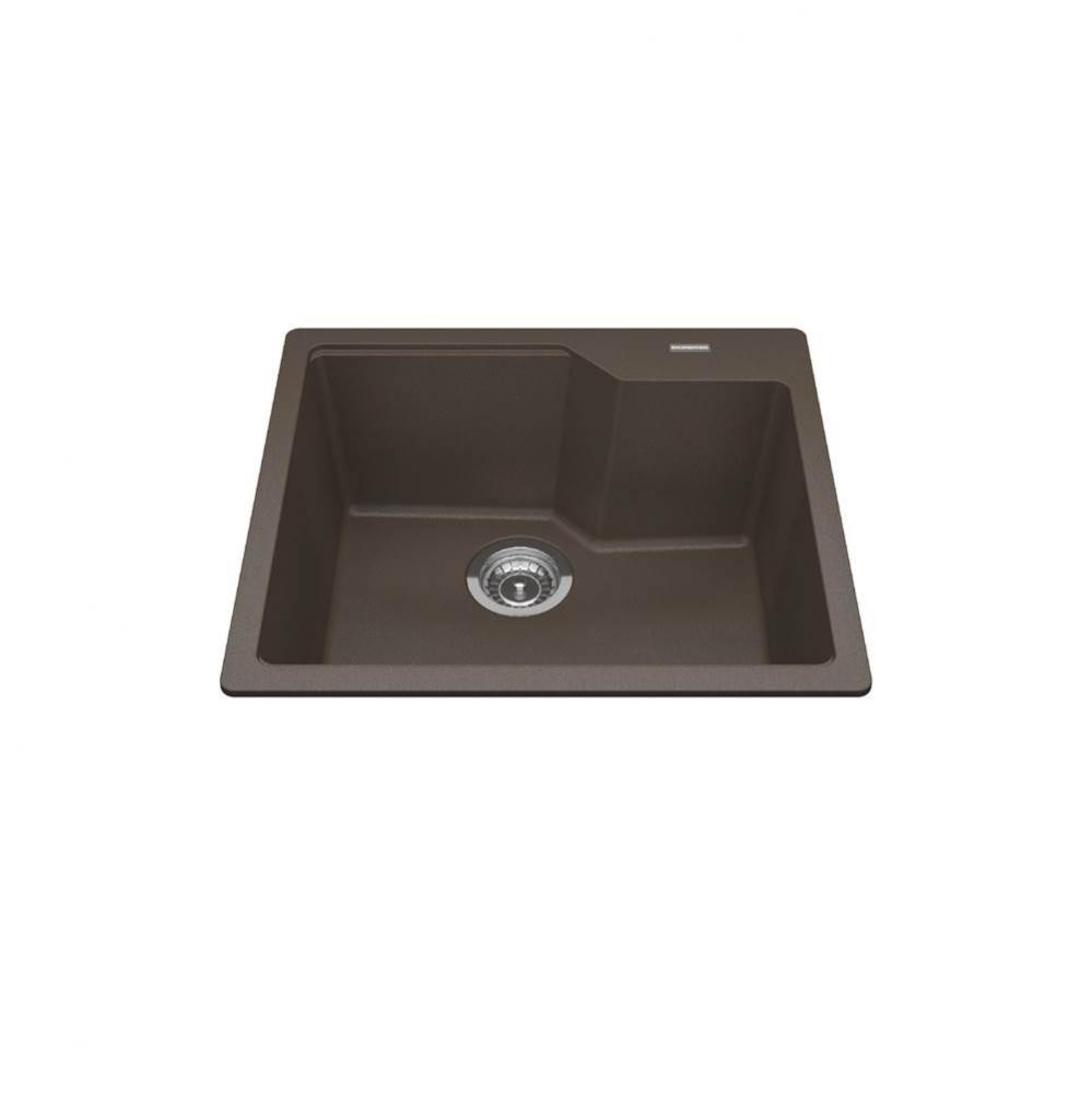 Granite Series 22.06-in LR x 19.69-in FB Drop In Single Bowl Granite Kitchen Sink  in Storm