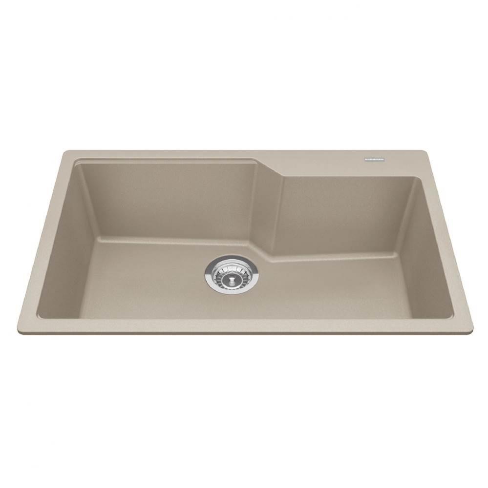 Granite Series 30.7-in LR x 19.69-in FB Drop In Single Bowl Granite Kitchen Sink in Champagne