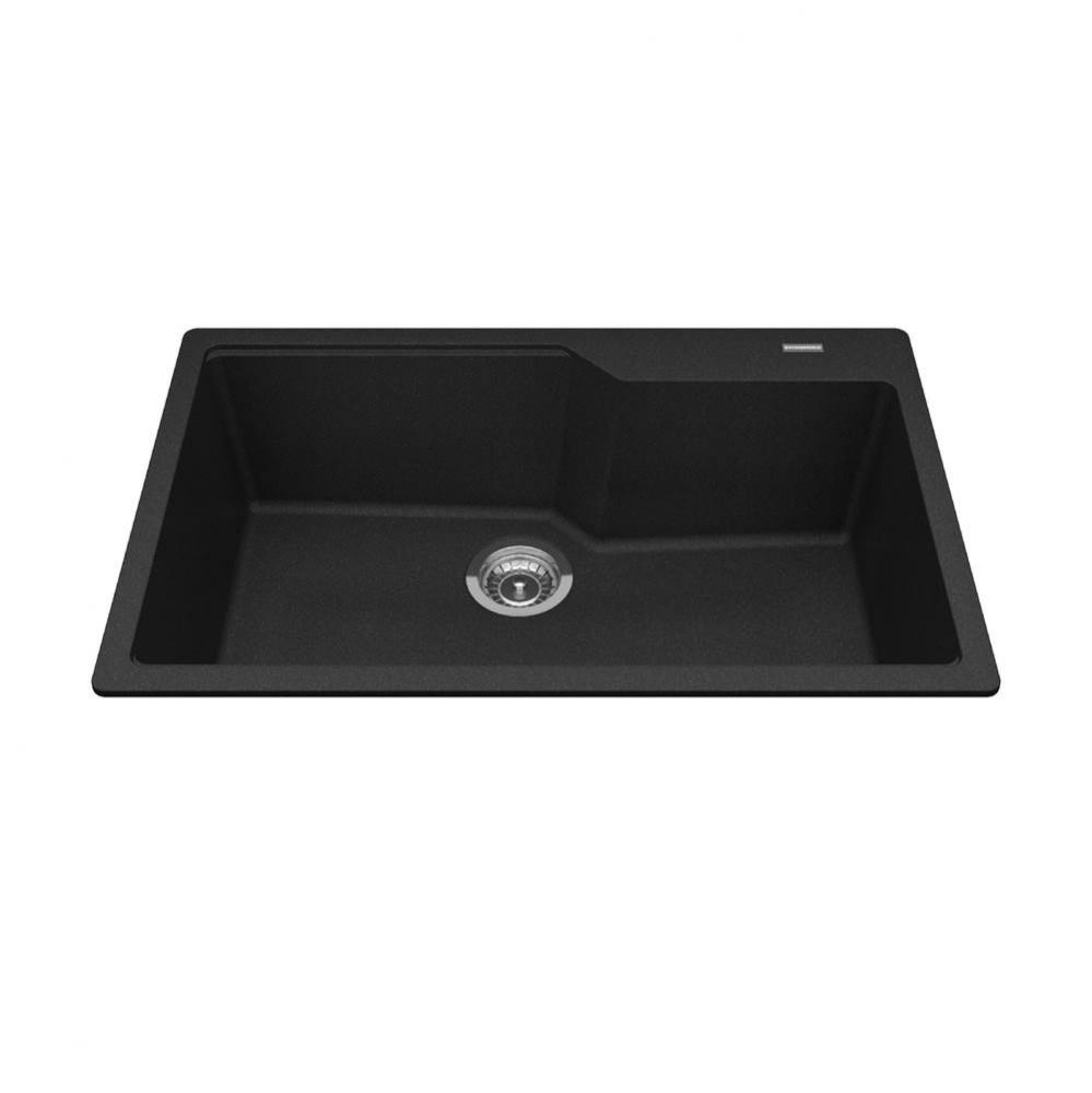 Granite Series 30.7-in LR x 19.69-in FB Drop In Single Bowl Granite Kitchen Sink in Onyx