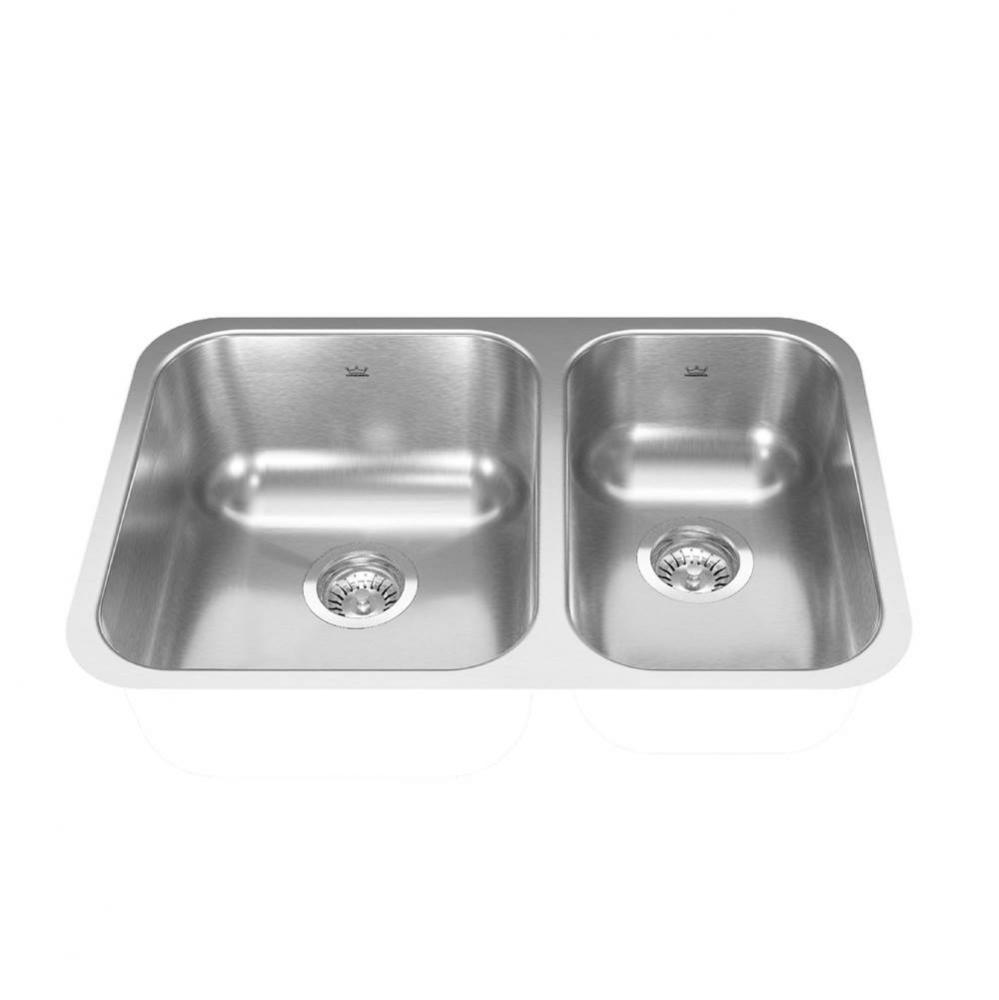 Reginox 26.88-in LR x 17.75-in FB Undermount Double Bowl Stainless Steel Kitchen Sink