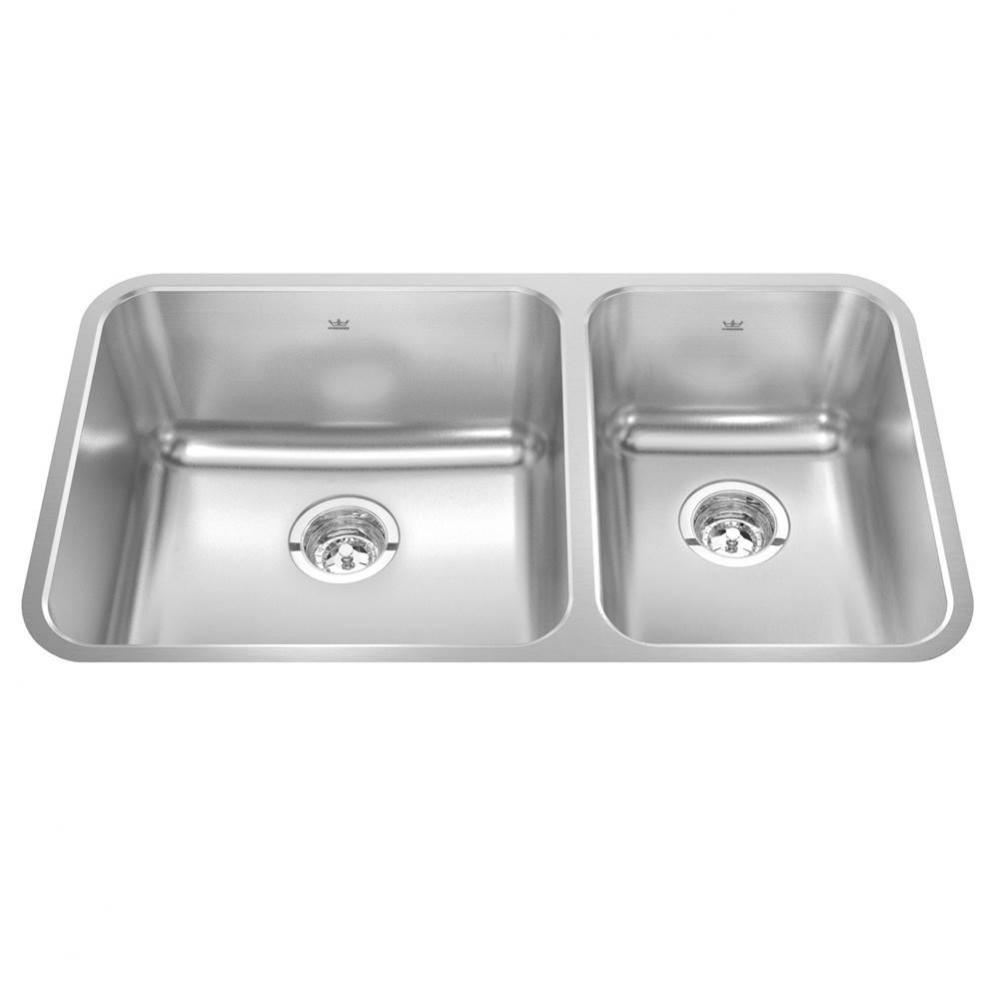 Steel Queen 32.88-in LR x 18.75-in FB Undermount Double Bowl Stainless Steel Kitchen Sink