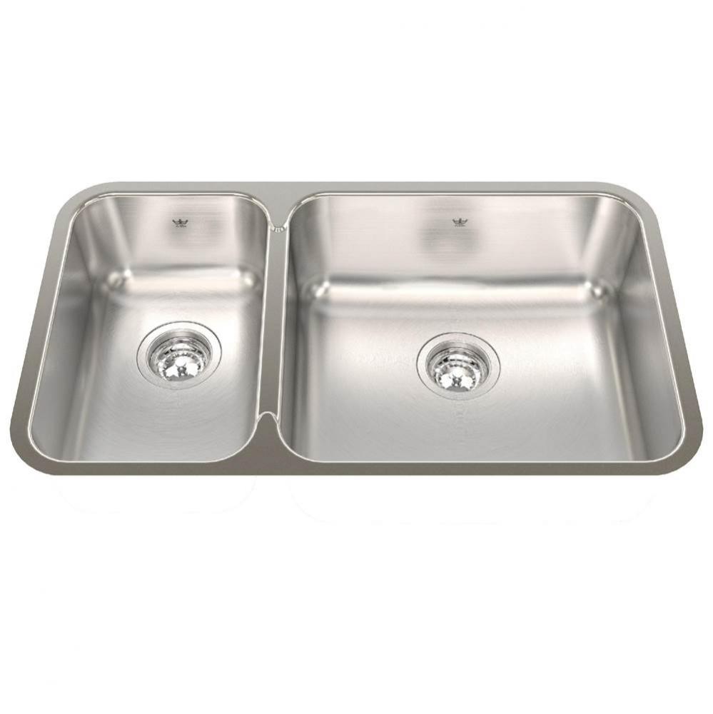 Steel Queen 30.88-in LR x 17.75-in FB Undermount Double Bowl Stainless Steel Kitchen Sink