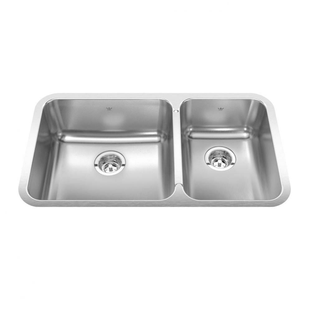 Steel Queen 32.88-in LR x 18.75-in FB Undermount Double Bowl Stainless Steel Kitchen Sink