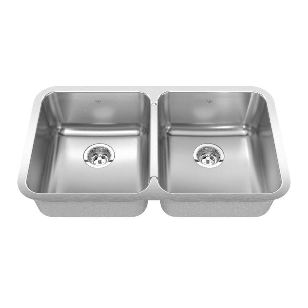 Steel Queen 30.88-in LR x 17.75-in FB Undermount Double Bowl Stainless Steel Kitchen Sink