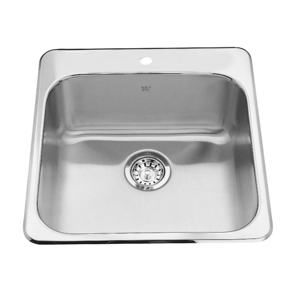 Steel Queen 20-in LR x 20.5-in FB Drop In Single Bowl 1-Hole Stainless Steel Kitchen Sink