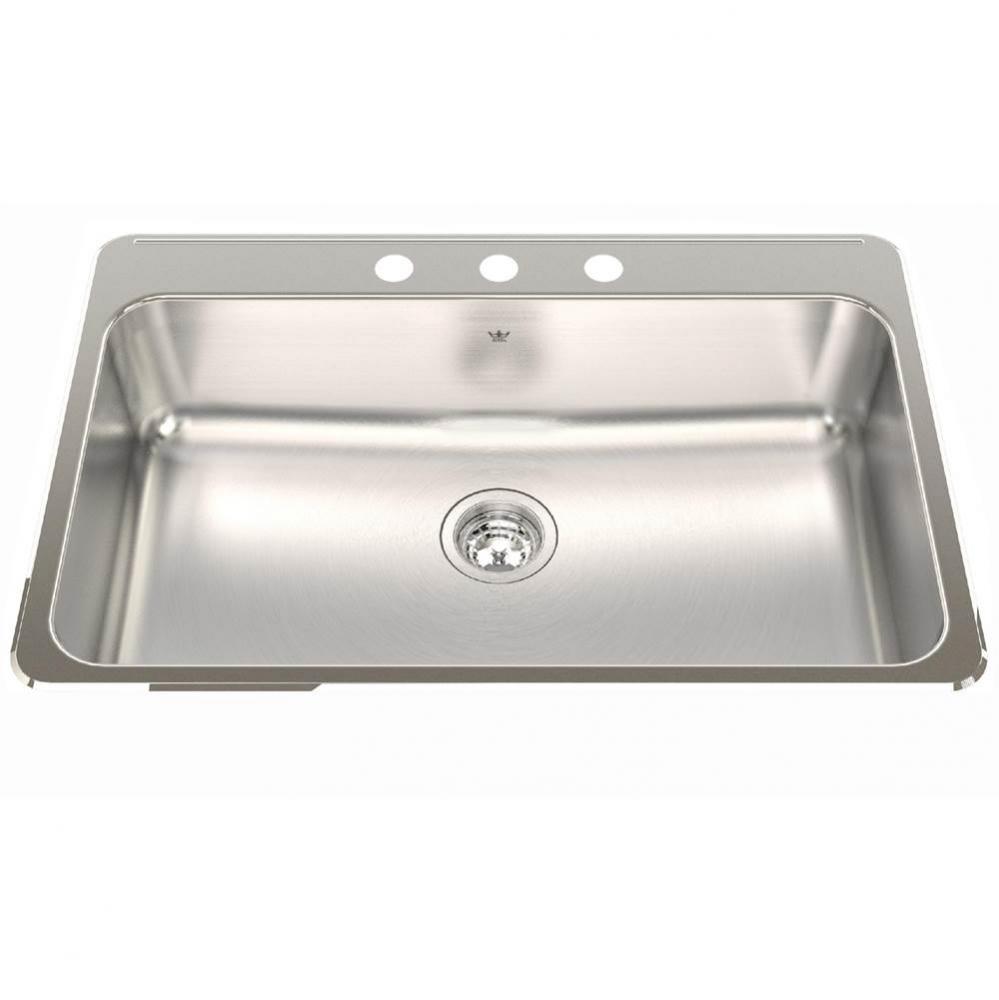 Steel Queen 31.25-in LR x 20.5-in FB Drop In Single Bowl 3-Hole Stainless Steel Kitchen Sink