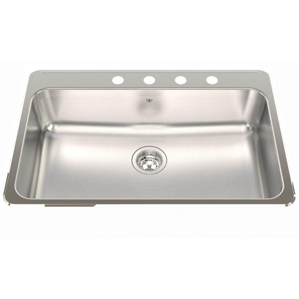 Steel Queen 31.25-in LR x 20.5-in FB Drop In Single Bowl 4-Hole Stainless Steel Kitchen Sink