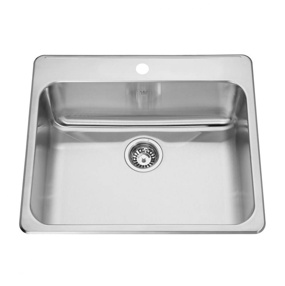 Steel Queen 25.25-in LR x 22-in FB Drop In Single Bowl 1-Hole Stainless Steel Kitchen Sink