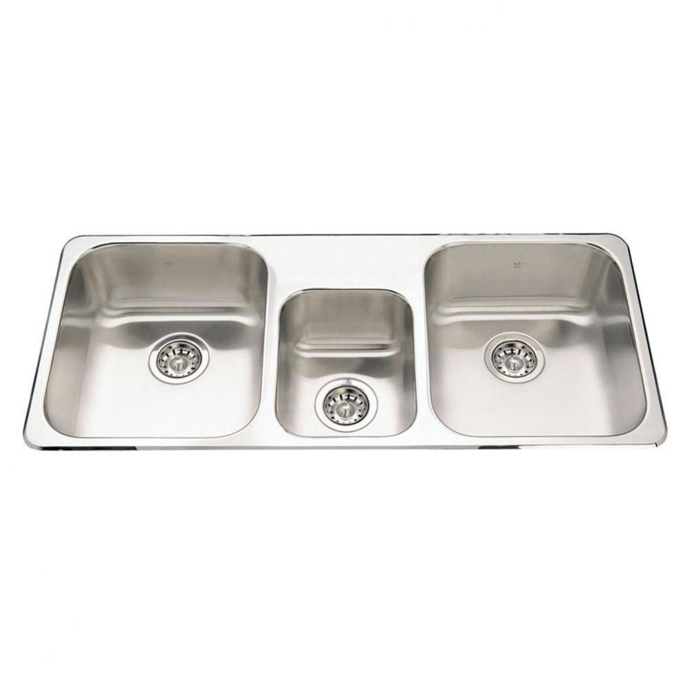 Triple Bowl Sink 20 gauge, 1 faucet hole