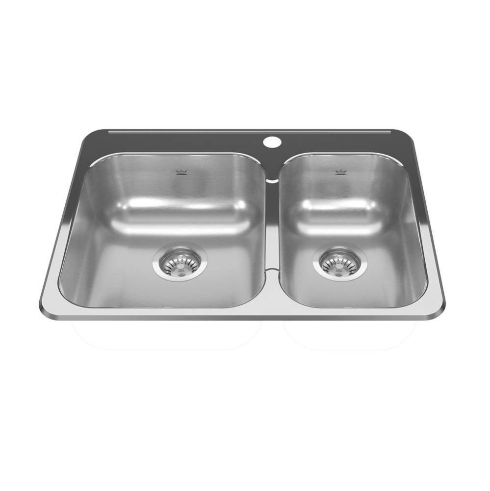 Reginox 27.25-in LR x 20.56-in FB Drop In Double Bowl Stainless Steel Kitchen Sink