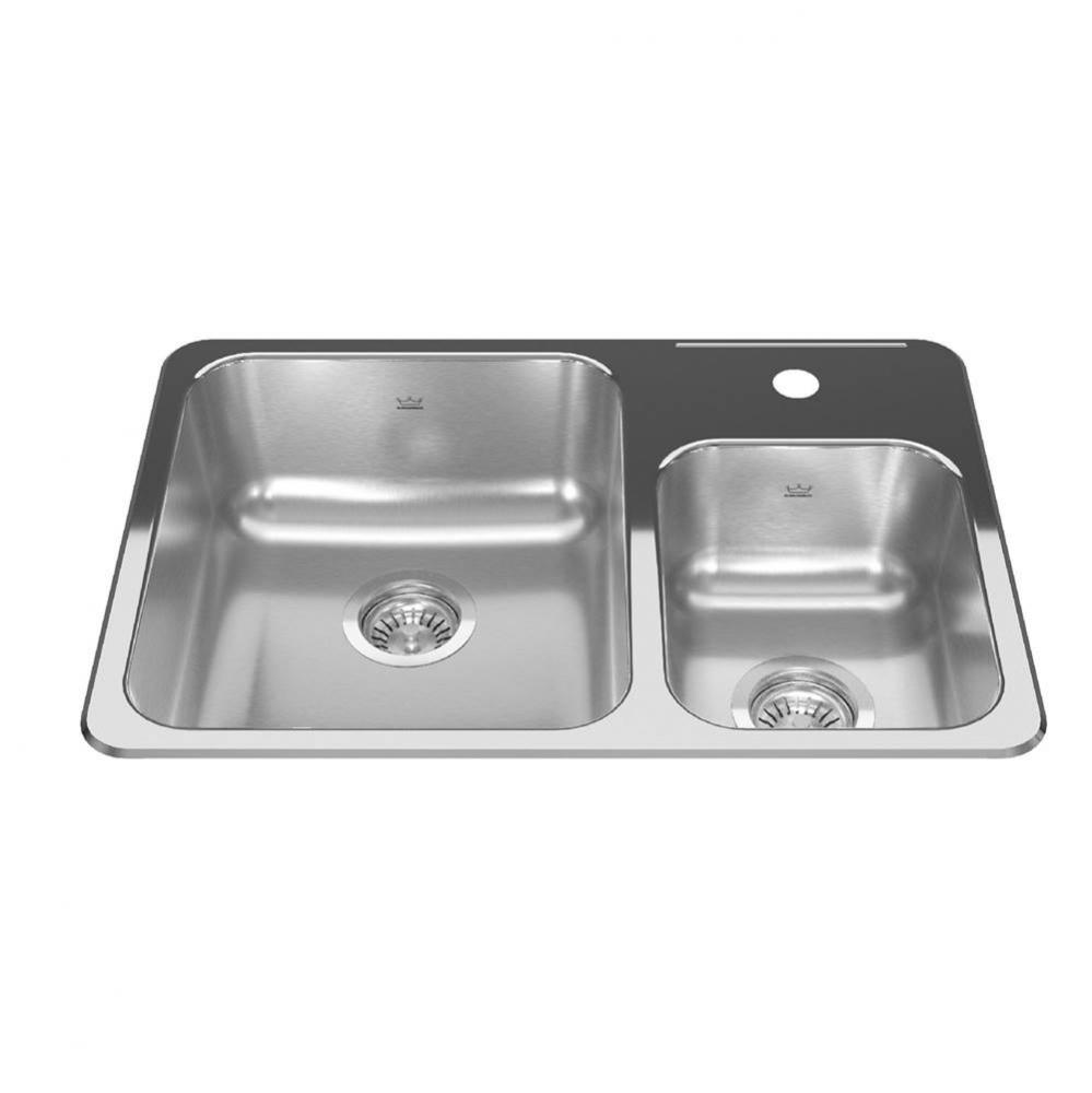 Reginox 26.5-in LR x 18.13-in FB Drop In Double Bowl Stainless Steel Kitchen Sink