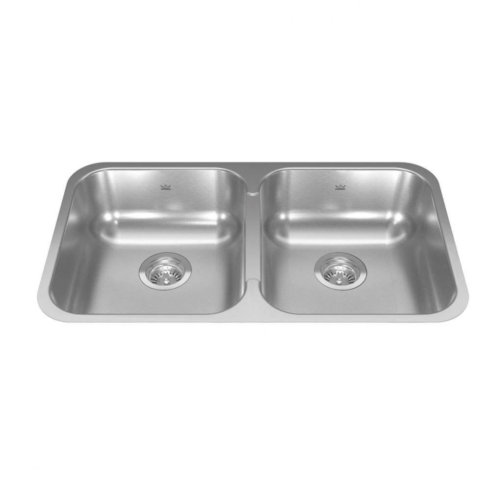 Reginox 30.88-in LR x 17.75-in FB Undermount Double Bowl Stainless Steel Kitchen Sink