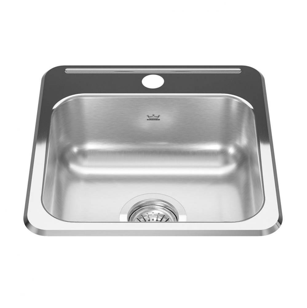 Reginox 15.13-in LR x 15.44-in FB Drop In Single Bowl 1-Hole Stainless Steel Hospitality Sink