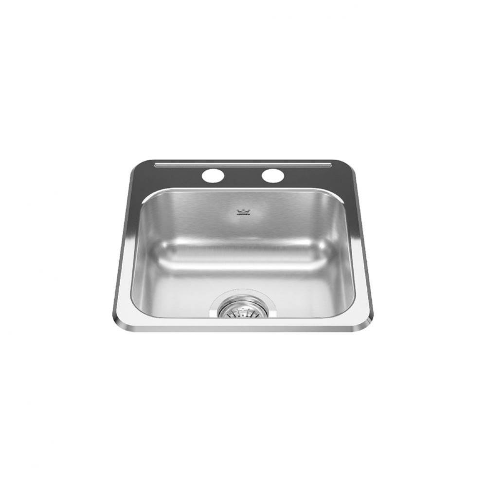 Reginox 15.13-in LR x 15.44-in FB Drop In Single Bowl 2-Hole Stainless Steel Hospitality Sink