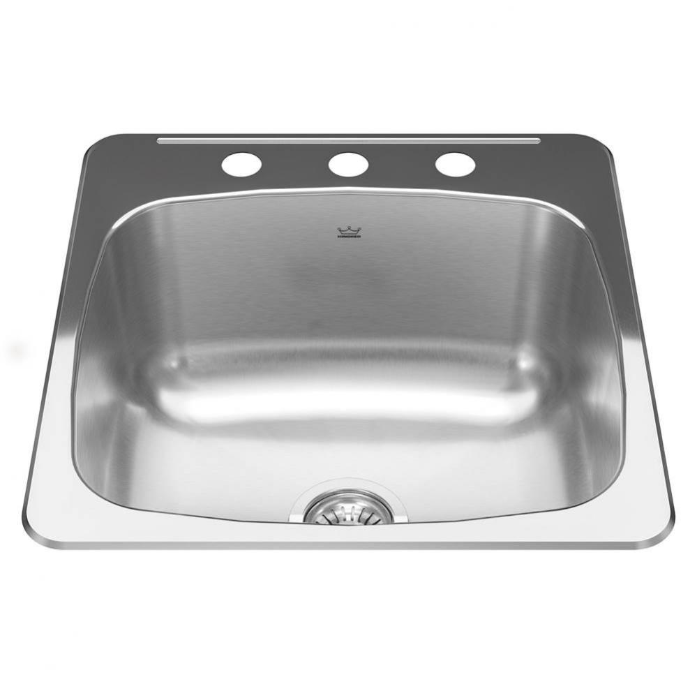 Reginox 20.13-in LR x 20.56-in FB Drop In Single Bowl 3-Hole Stainless Steel Laundry Sink