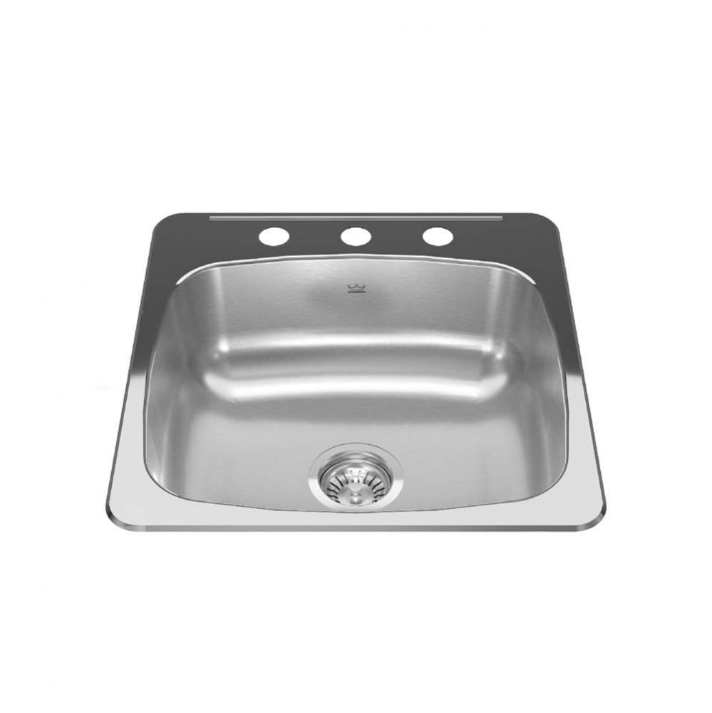 Reginox 20.13-in LR x 20.56-in FB Drop In Single Bowl 3-Hole Stainless Steel Kitchen Sink